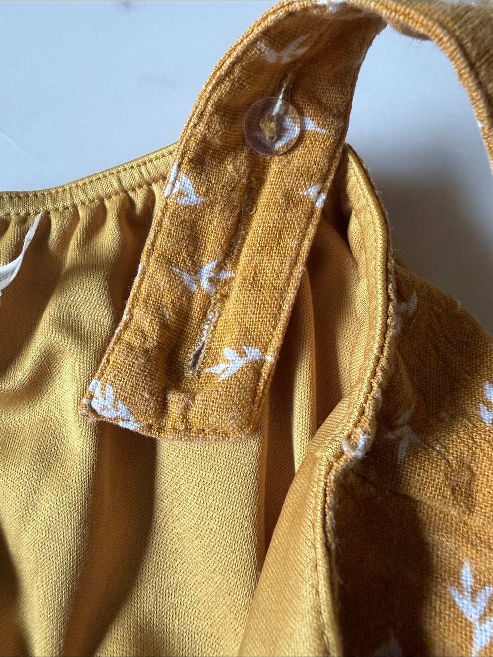 Blu Pepper Mustard Yellow Floral Print Button Front Midi Dress Adjustable Straps - Picture 6 of 7